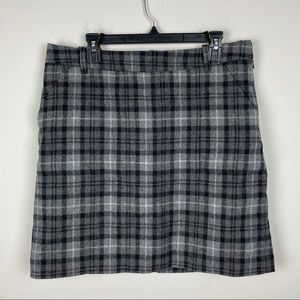 Eddie Bauer Wool Gray Plaid Mini Skirt Size 12